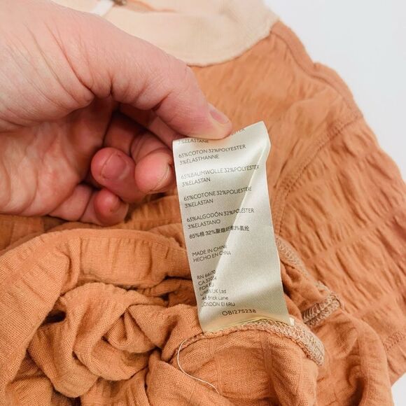 Free people | Peach Textured Women's ringer Top | size small - Picture 5 of 7